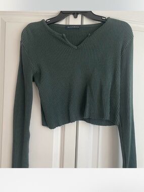 Brandy Melville green ribbed long sleeve